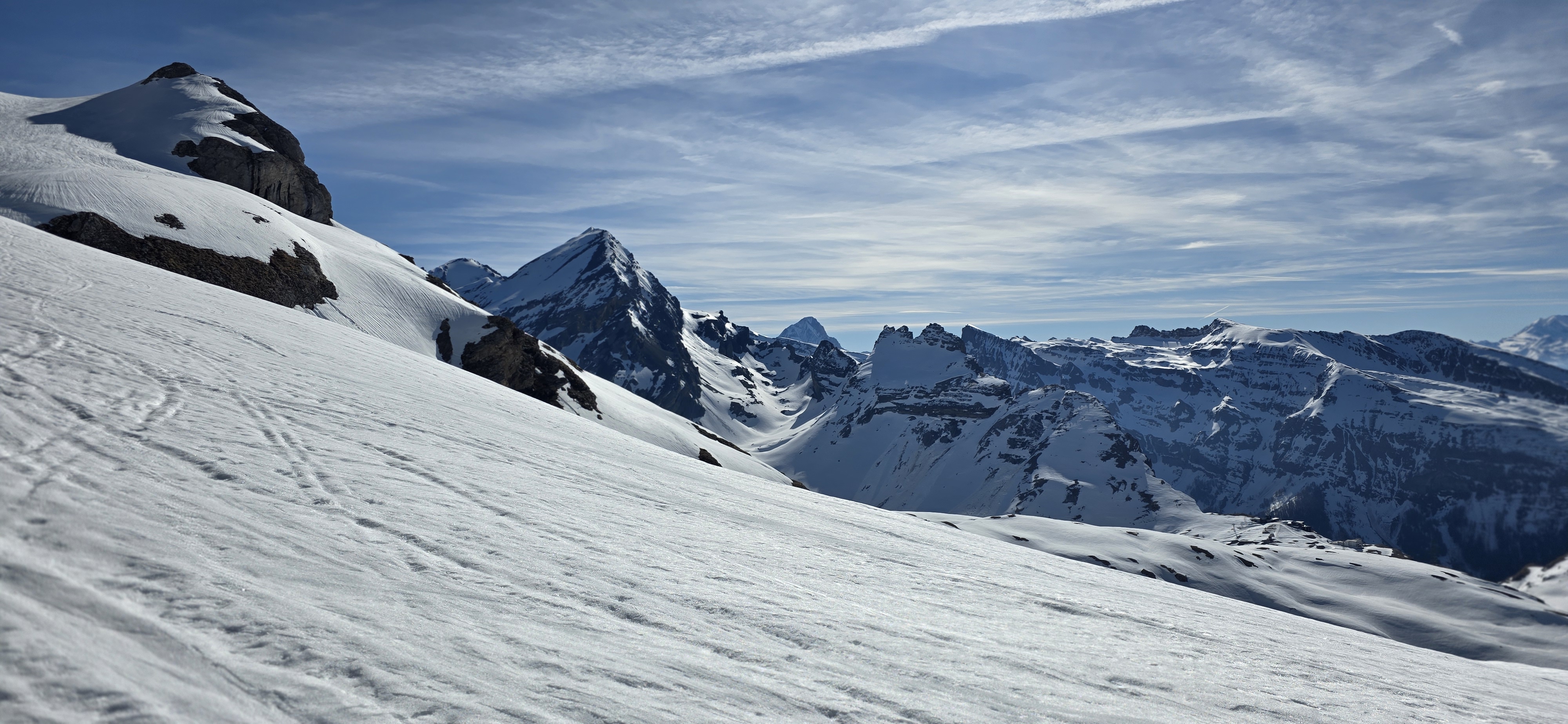 Scenic view from a ski tour